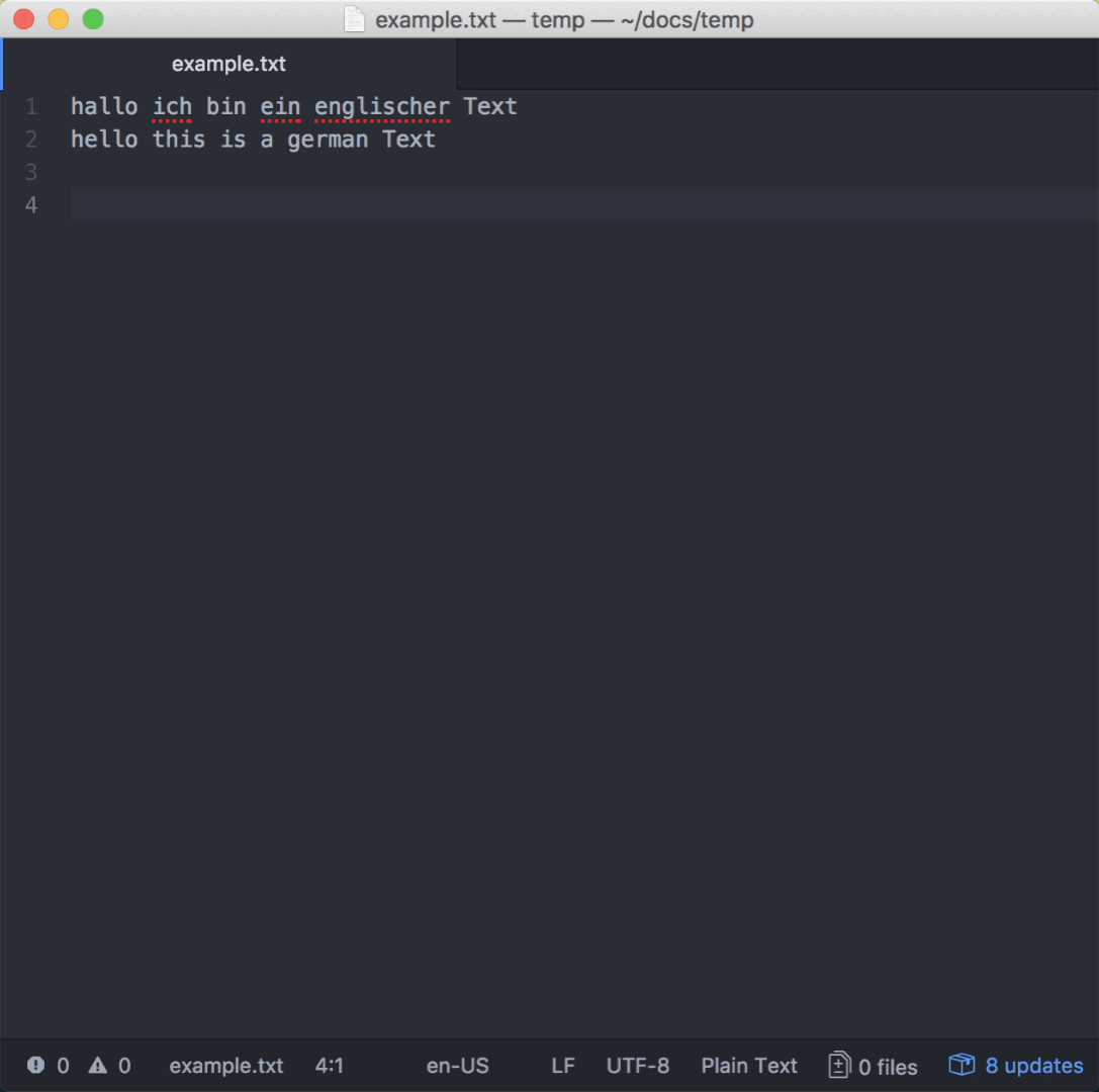 Setting Atom spell language using commands